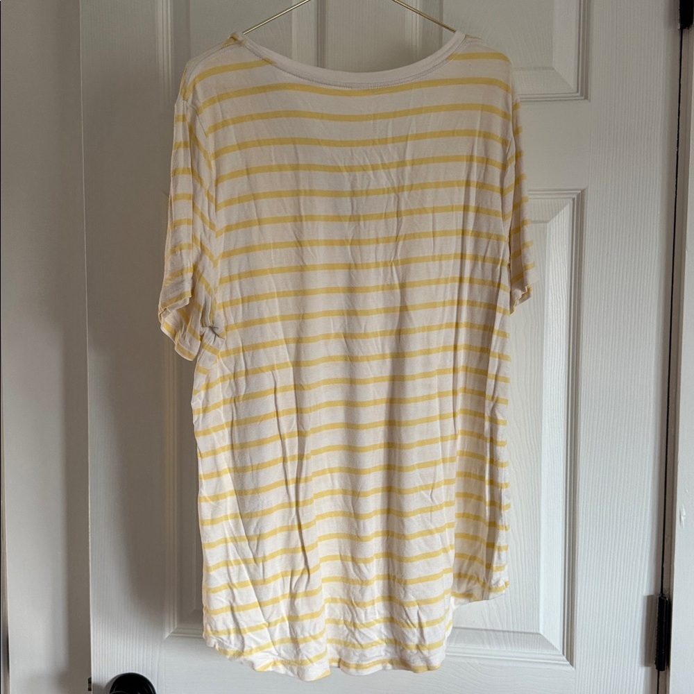 Old Navy Yellow and White Striped V-Neck Tee - Picture 5 of 5